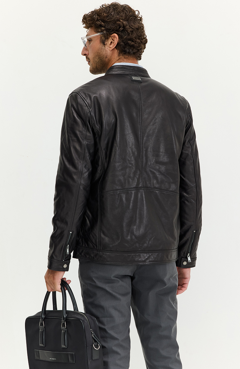 Chaqueta Cuero Hombre Manga Larga Con Cierre hover