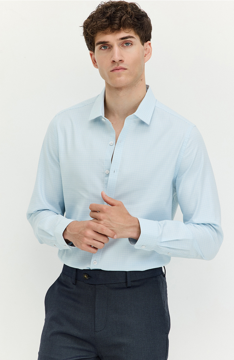 Camisa Hombre Manga Larga Abotonada En Delantero