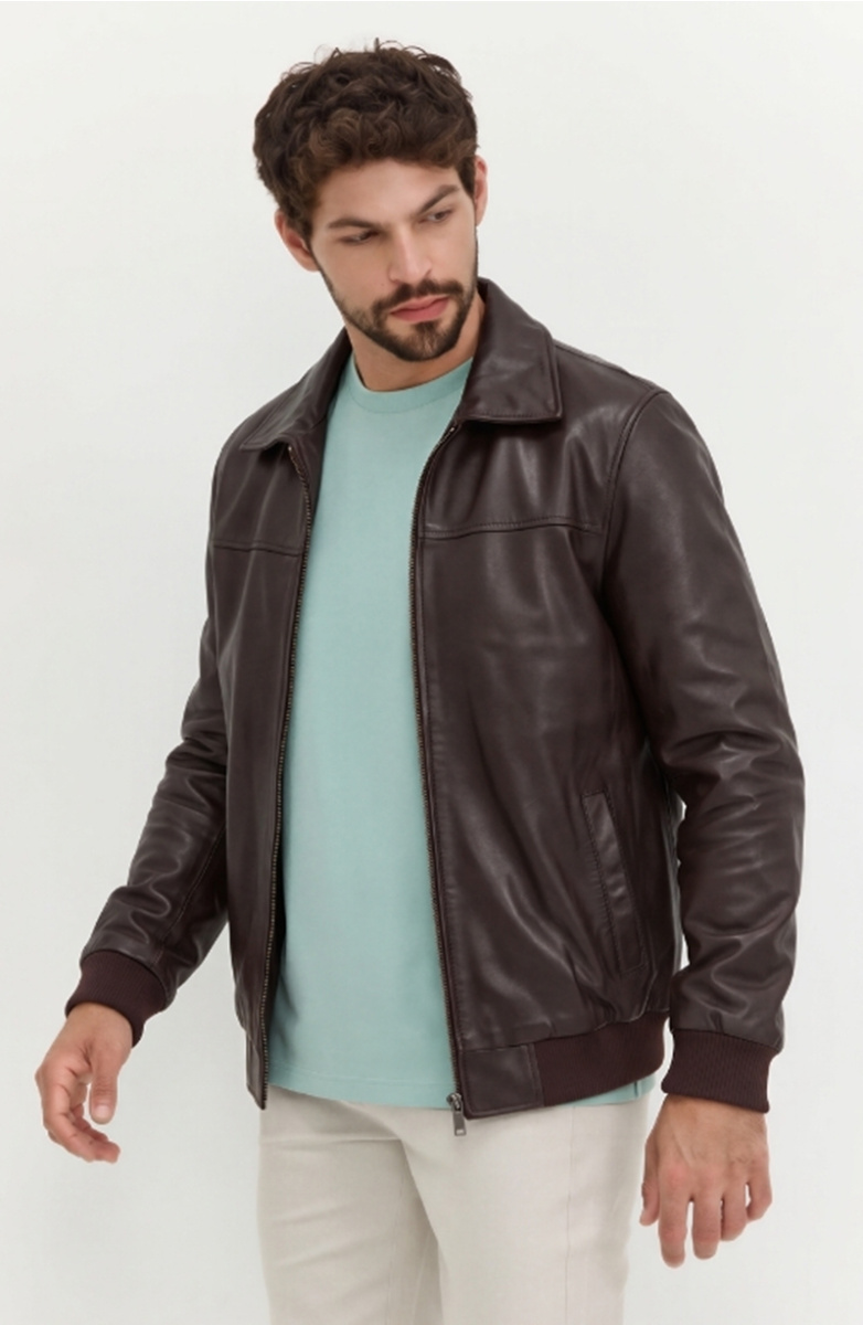 Chaqueta Cuero Hombre Manga Larga